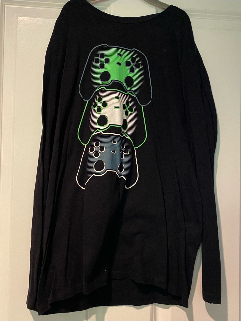 The Children's Place Black Long-Sleeve Tee with Green, White & Blue Controllers